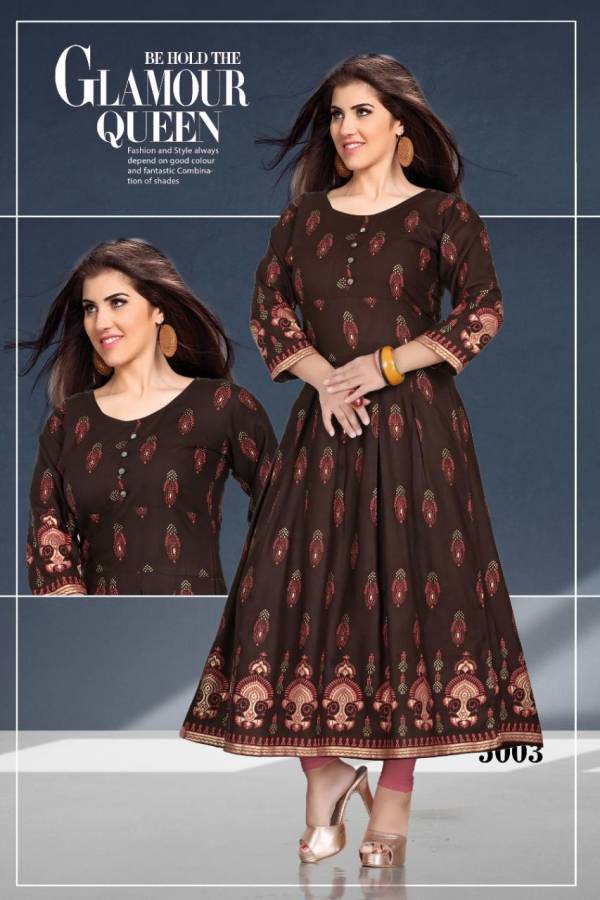 Beauty Queen Goldy 3 Ethnic Wear Rayon Printed Anarkali Kurti Collection